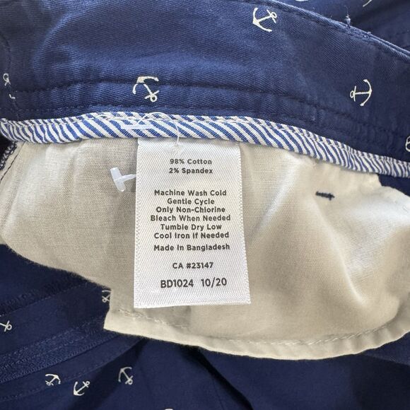 Talbot's Relaxed Chino Pant Size 12 Navy White Anchors Nautical Coastal PRISTINE - Picture 5 of 12